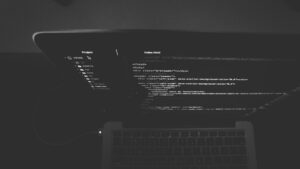 Coding on a laptop